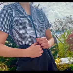 Brandy Melville black and white plaid crop top